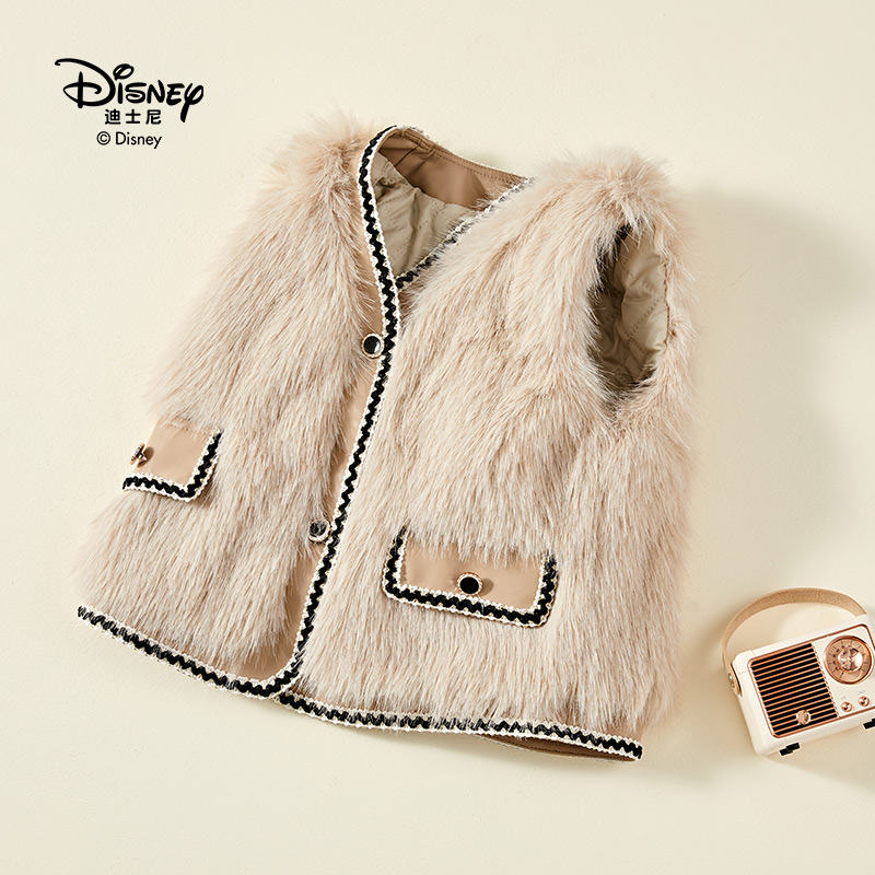 13642393.Disney/迪士尼秋冬小香风洋气百搭外穿夹棉防风马甲