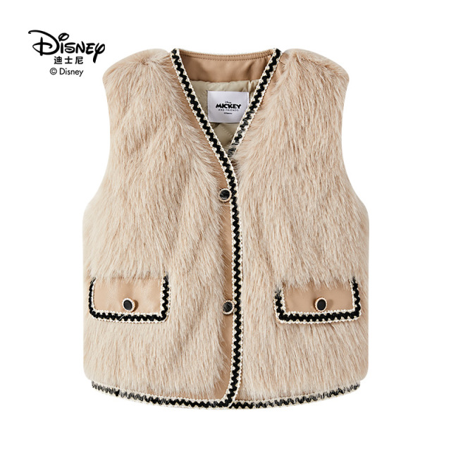 13642393.Disney/迪士尼秋冬小香风洋气百搭外穿夹棉防风马甲