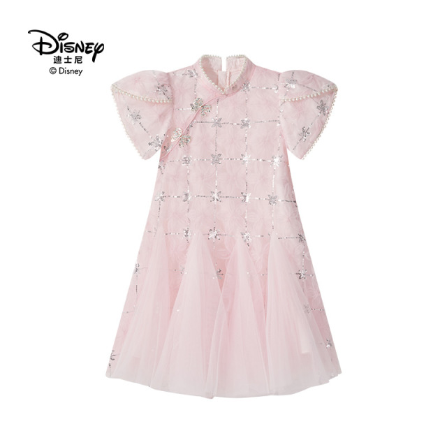 13641799.Disney/迪士尼夏季洋气亮片女童连衣裙清凉夏日儿童蕾丝公主裙