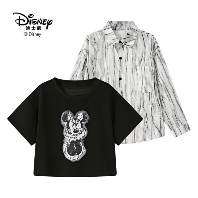13641803.Disney/迪士尼男童亲肤透气印花潮流衬衫半袖真两件套装