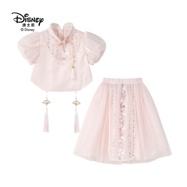 13641789.Disney/迪士尼夏季国风时尚短袖半身裙套装夏季清凉国潮两件套