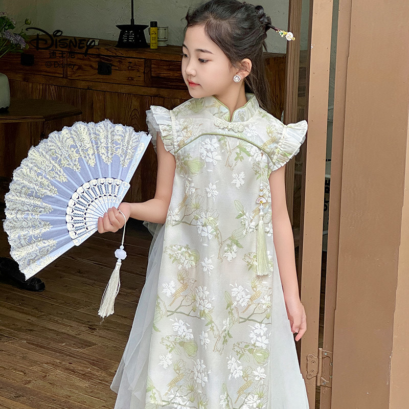 13641783.Disney/迪士尼女童夏日清新连衣裙时尚新中式宽松透气公主裙(不包含配饰)