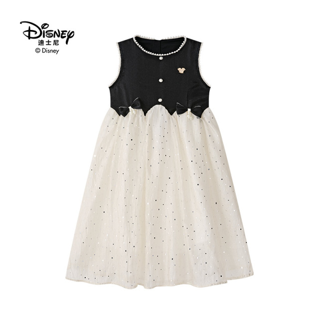 13641785.Disney/迪士尼女童夏季连衣裙时尚黑色亮片潮流洋气公主裙
