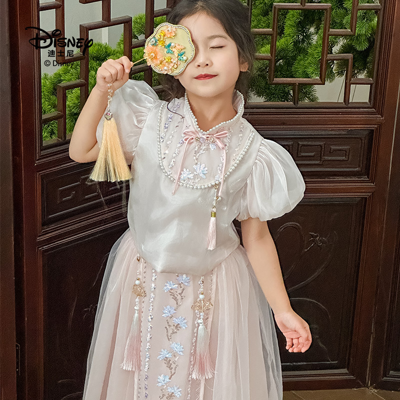 13641789.Disney/迪士尼夏季国风时尚短袖半身裙套装夏季清凉国潮两件套