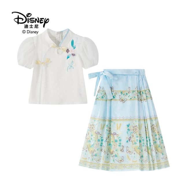 13642317.Disney/迪士尼国风马面裙女童套装夏季精致典雅轻盈休闲透气儿童古风两件套