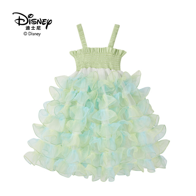 13642308.Disney/迪士尼女童夏季吊带连衣裙蓬蓬蛋糕裙可爱甜妹蕾丝公主裙
