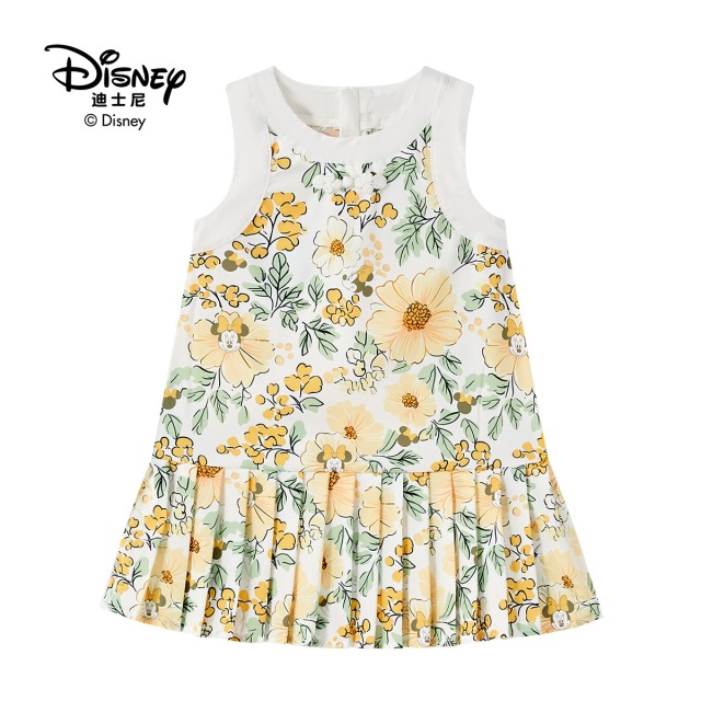 13642309.Disney/迪士尼女童夏季碎花连衣裙清凉夏日法式浪漫风无袖仙女裙