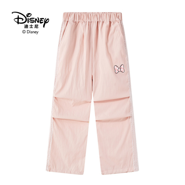 13642306.Disney/迪士尼女童米妮亲肤透气干爽冰凉工装蕾丝边抽绳裤子