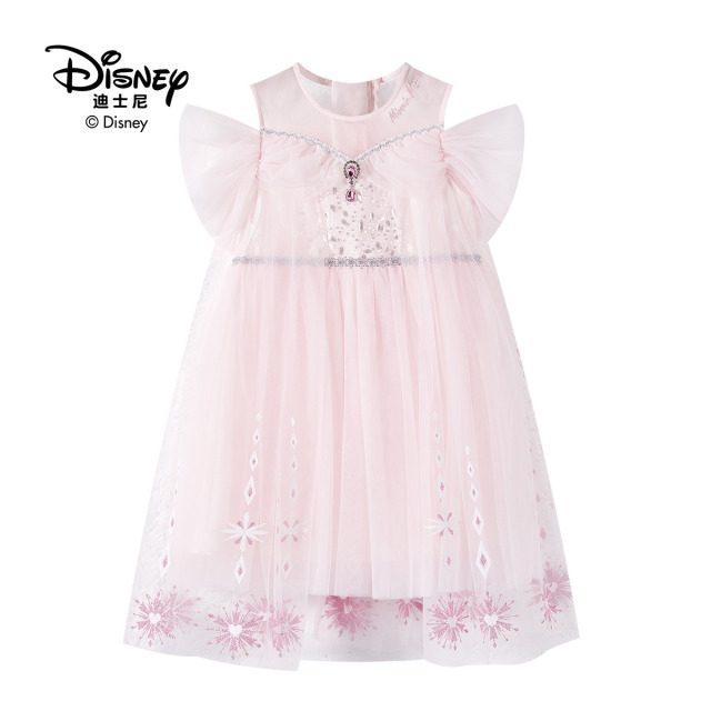 13642307.Disney/迪士尼女童夏季亮片连衣裙时尚亮晶晶蕾丝珍珠公主裙