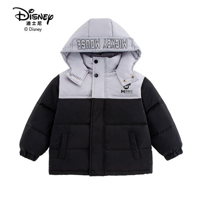 13642266.Disney/迪士尼男童撞色保暖新款羽绒服连帽外套