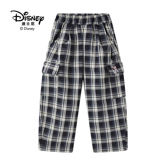 13642217.Disney/迪士尼米妮高腰阔腿时髦甜酷经典百搭格子裤