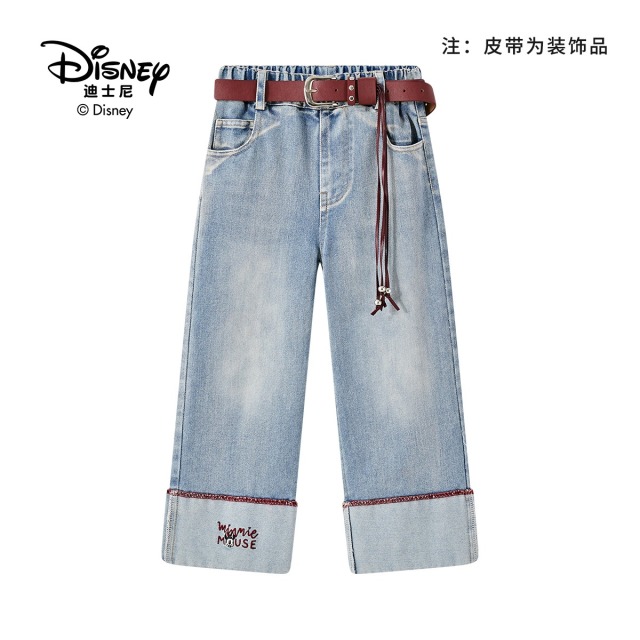 13642212.Disney/迪士尼女童显高显瘦阔腿牛仔裤（不含装饰皮带）