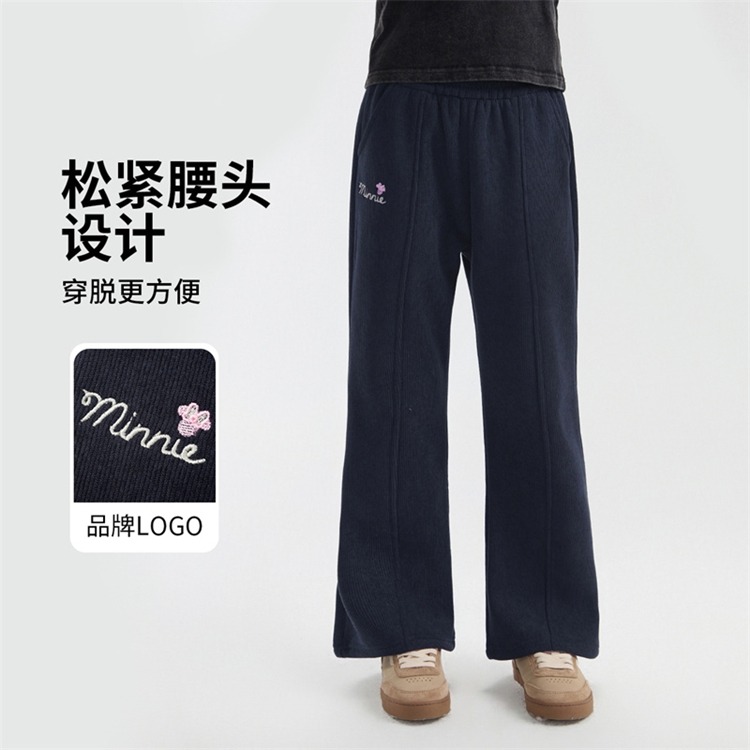 13642234.迪士尼女童秋季甜美时尚垂顺内层细腻绒感微喇裤休闲裤