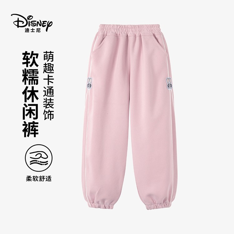 13642233.迪士尼女童秋季萌趣卡通软糯休闲裤针织运动卫裤