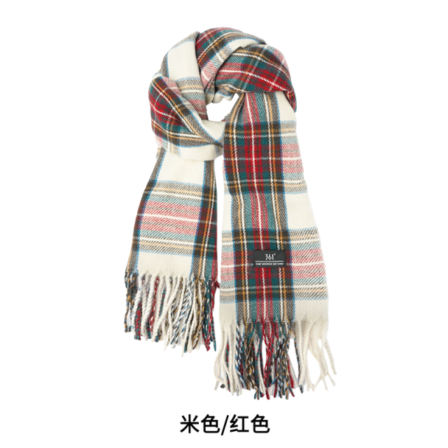 12763871.361 围巾女冬季格子保暖防寒商务款情侣披肩百搭高级感围脖慵懒风男士