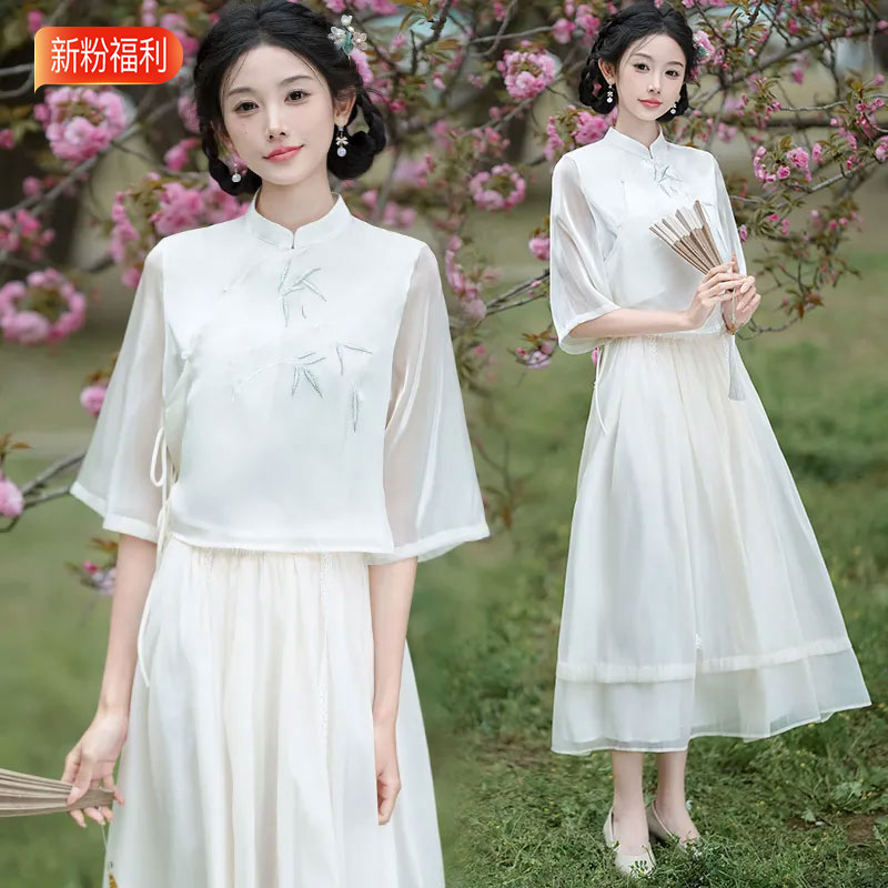 13459629.初云紫衣春夏装 女新中式盘扣立领刺绣改良汉服国风上衣半身裙套装2323