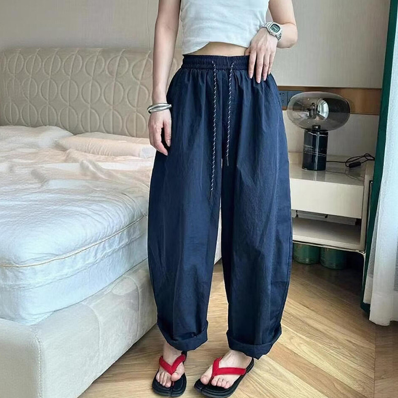 13460990.初云紫衣夏春装 女文艺百搭薄款九分裤宽松显瘦松紧腰阔腿休闲裤0731