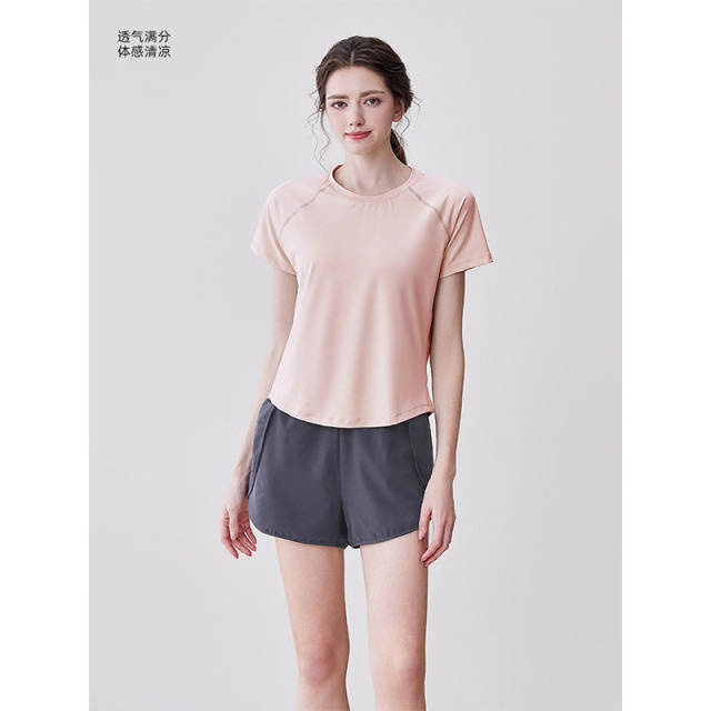 13346406.夏季新款户外跑步套装瑜伽服女2026运动T恤宽松大码上衣健身短袖TZ016K01