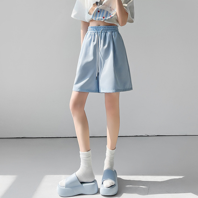 13539724.冰丝速干短裤女夏季新款高腰宽松外穿休闲阔腿中裤运动五分裤KZK2603