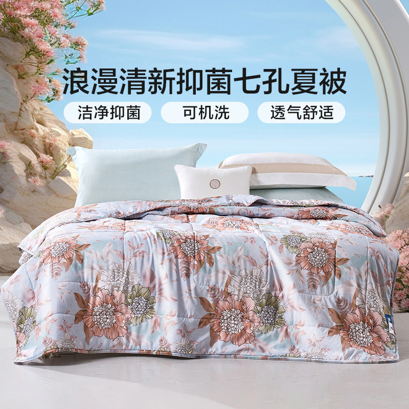 13256094.富安娜 空调被可水洗七孔抗菌夏凉被可机洗夏被被芯薄被子