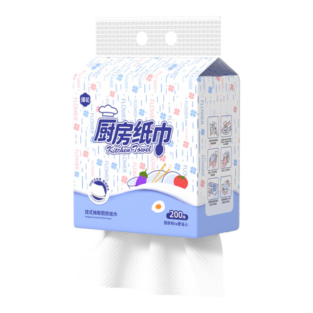 12327953.【实惠装】漫花厨房纸巾200抽/提 加大加厚(送挂钩)