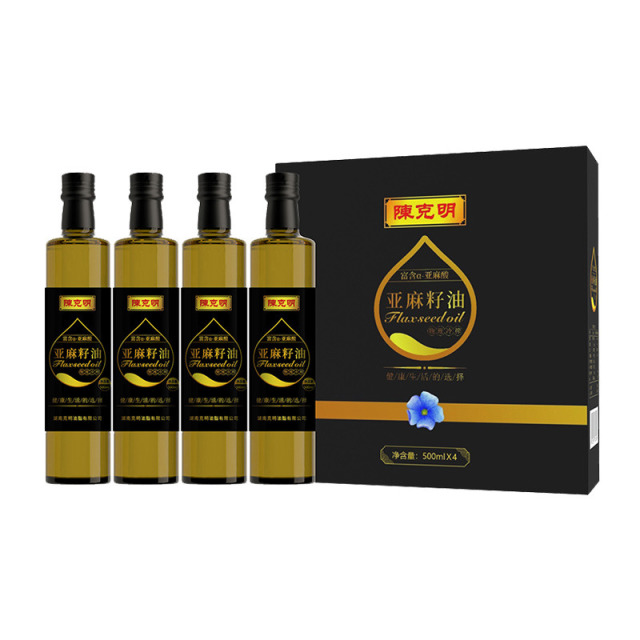 12740380.陈克明 低温冷榨一级亚麻籽油礼盒装500ML*4瓶