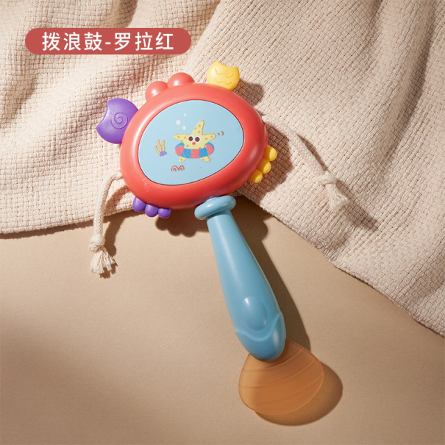 11931394.摇铃沙锤手抓握训练玩具新生宝宝手摇拨浪鼓可啃咬益智儿童波浪鼓