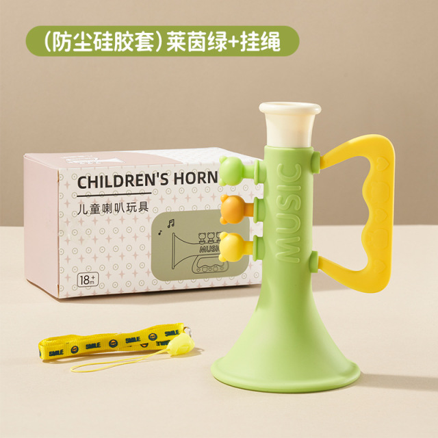 11931391.婴儿硅胶喇叭玩具可吹响宝宝小喇叭口哨玩具卡通挂绳吹吹乐器玩具