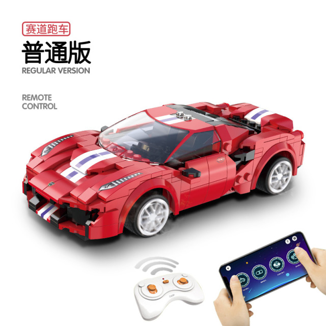 11993368.双鹰咔搭遥控车拼装模型赛车跑车适用乐高积木儿童礼物男孩汽车小颗粒玩具