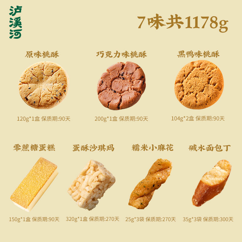 12687859.【送礼推荐 内含7种明星爆款】泸溪河新中式糕点礼盒1178g