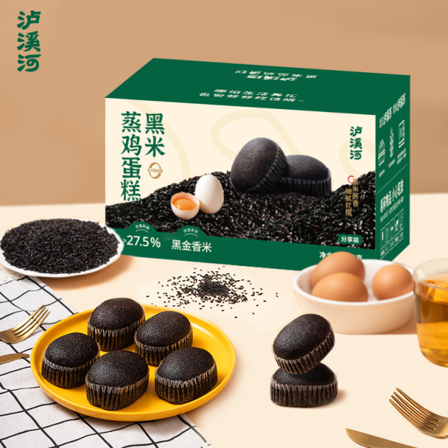12713089.【选用东北黑米≥12%】 泸溪河黑米蒸蛋糕 360g 内含约 10 个