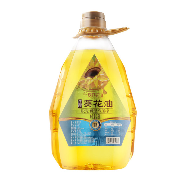 12693593.爱心农场压榨葵花籽油2.5L*1桶装物理压榨一级家用食用油植物油