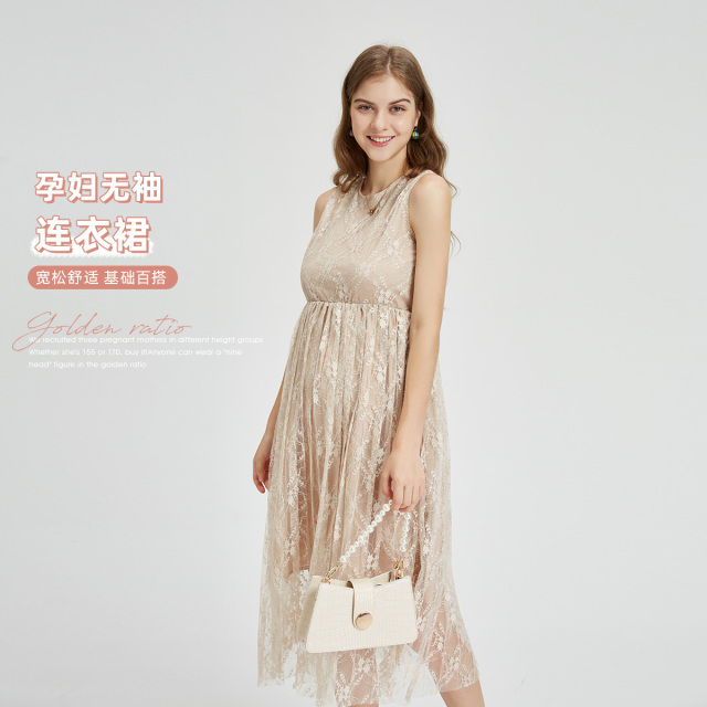 12999339.十月名裳孕妇装春夏薄款透气连衣裙外出辣妈上衣时尚孕妇无袖裙子