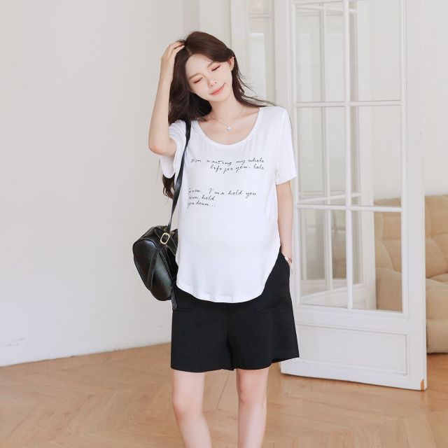 12999497.十月名裳孕妇装夏季薄款时尚韩版宽松圆领T恤短袖中长款夏装上衣