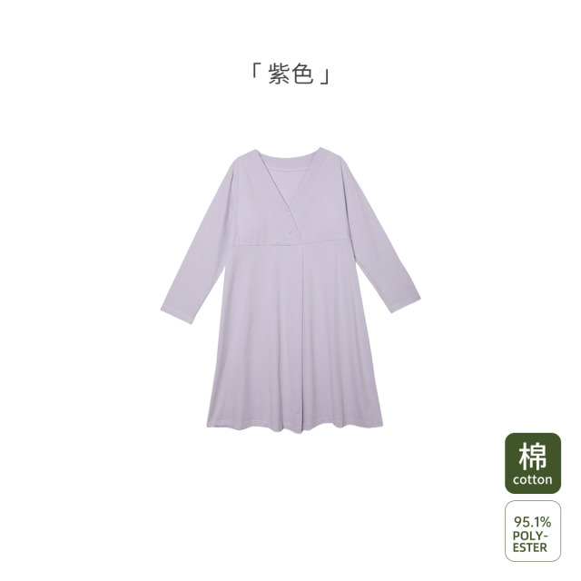 12999487.十月名裳月子服春秋季纯棉怀孕哺乳带胸垫产后哺乳孕妇睡裙孕前待产裙