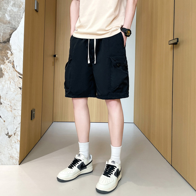 13442262.探扶客日系简约纯色休闲短裤夏季薄款透气亲肤宽松百搭直筒沙滩裤男女同款情侣款外穿五分裤