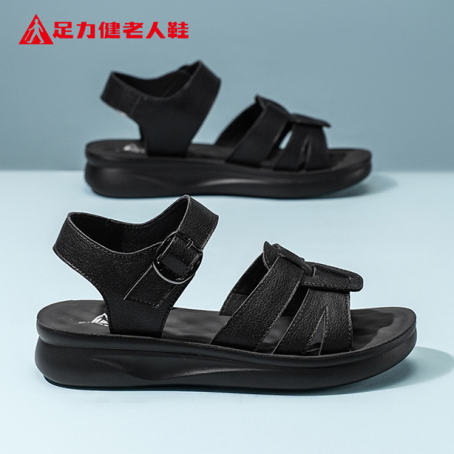 13424815.足力健老人鞋夏季透气软底妈妈凉鞋外穿平底鞋女款休闲鞋 6082K