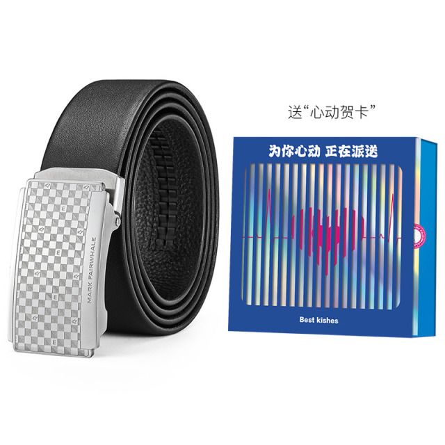 11578319.马克华菲男士皮带男真皮不锈钢自动扣高档牛皮裤腰带心动礼盒生日/情人节礼物