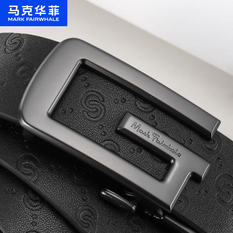 11580923.马克华菲男士皮带真皮自动扣时尚压纹头层牛皮青年男式腰带送老公生日/情人节礼物