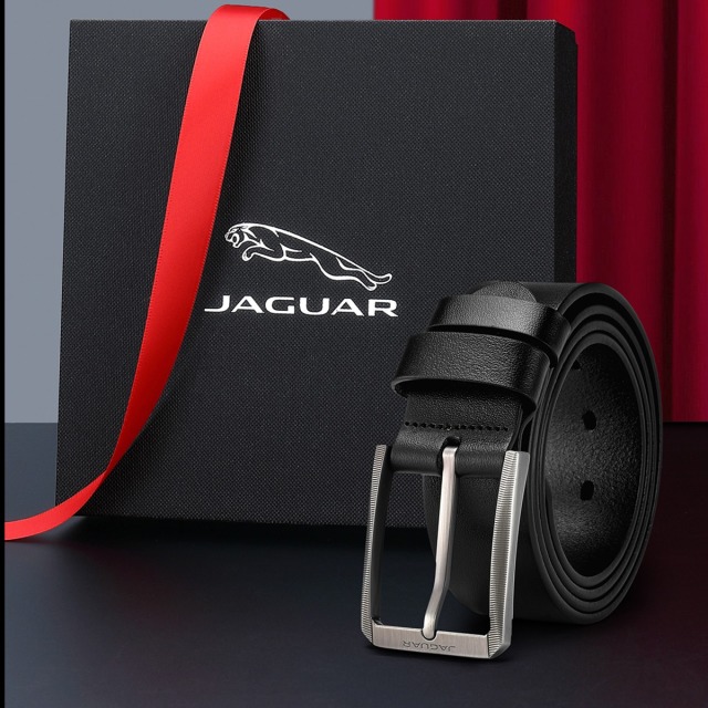 11961307.捷豹男士皮带针扣复古头层牛皮高档腰带牛仔裤带送男友生日/情人节礼物