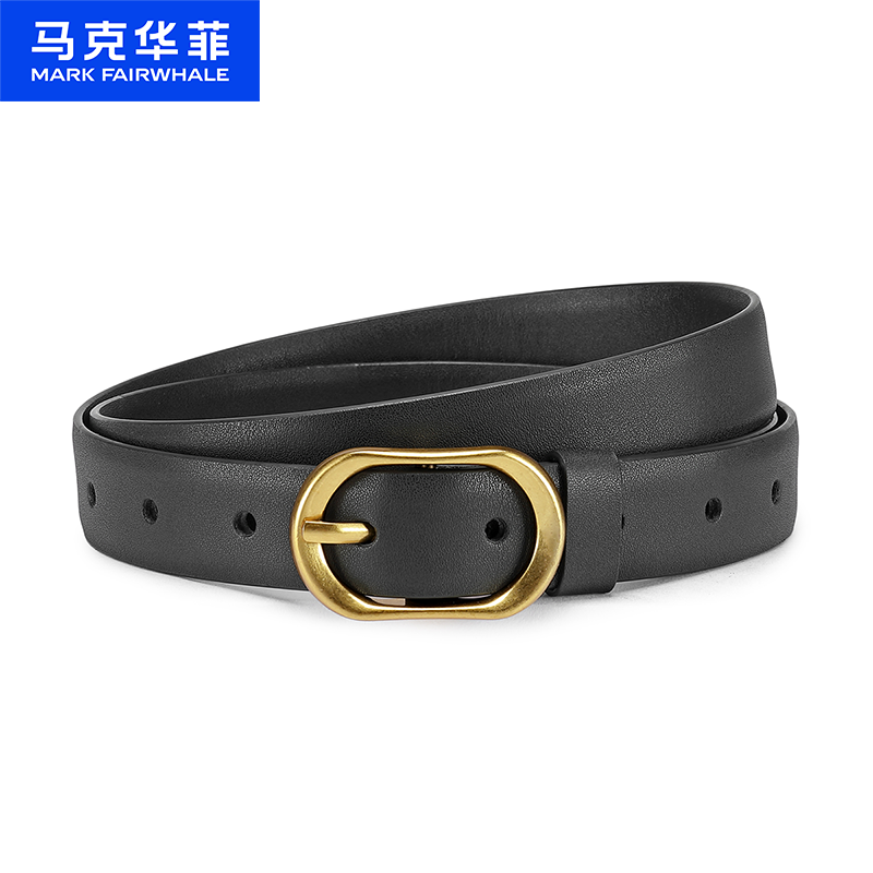 12491132.马克华菲 皮带女士针扣休闲真牛皮腰带时尚百搭简约配饰裤带节日礼物