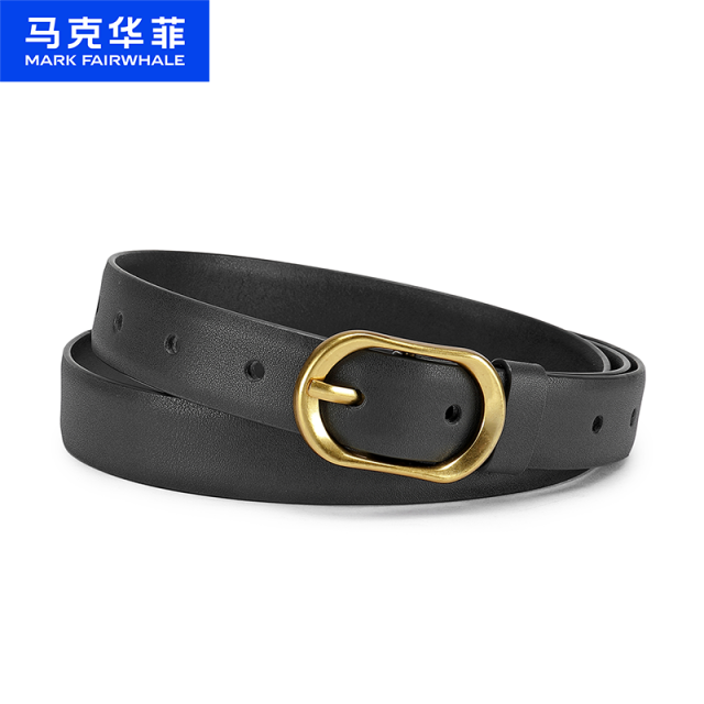 12491132.马克华菲 皮带女士针扣休闲真牛皮腰带时尚百搭简约配饰裤带节日礼物
