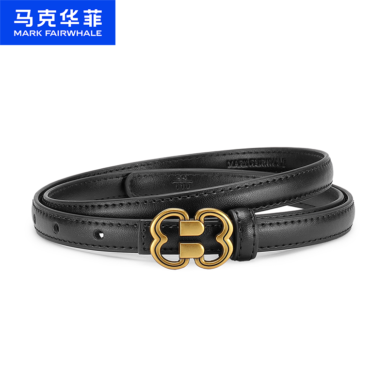12494752.马克华菲 女士板扣腰带真牛皮高级感百搭轻奢时尚皮带腰带送女友