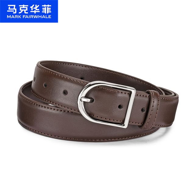 12492458.马克华菲 女士皮带二层牛皮腰带简约时尚针扣裤带节日礼物送女友