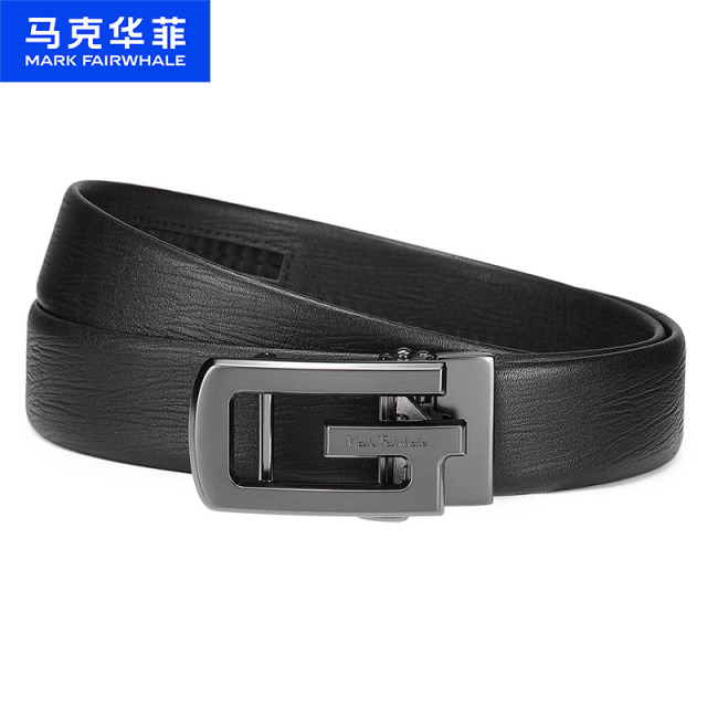 12517926.马克华菲 男士皮带男真皮自动扣头层牛皮裤腰带礼盒生日/情人节礼物