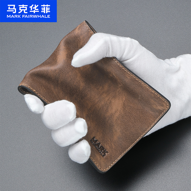 12529986.马克华菲 头层牛皮复古真皮钱包男钱夹子休闲男士礼物送礼礼盒装