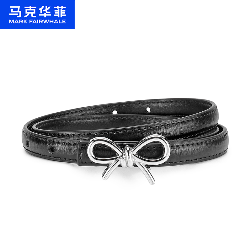 12535610.马克华菲 牛皮皮带女板扣细皮带搭配裙子高级感女士装饰牛仔裤腰带