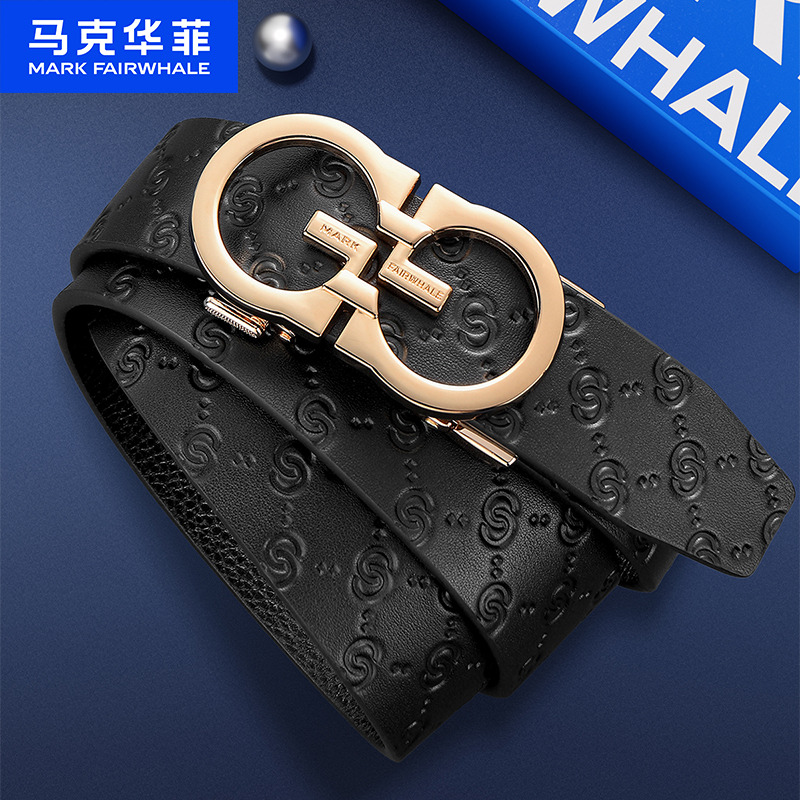 12538007.马克华菲 皮带男士真皮自动扣纯牛皮新款裤腰带高档正品礼盒装