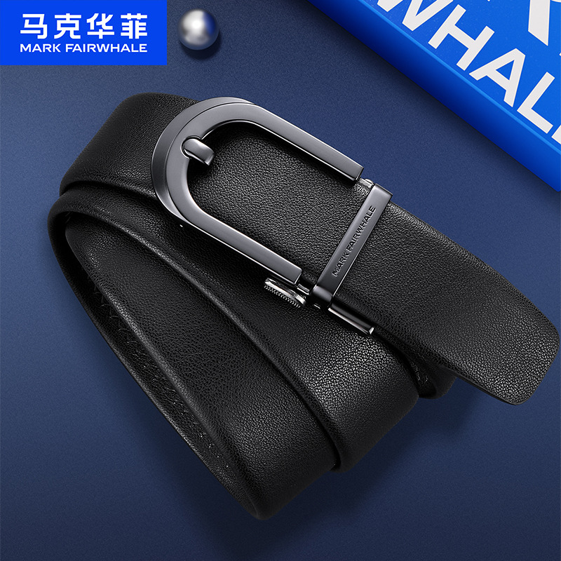 12538105.马克华菲 皮带男士真皮新款腰带自动扣牛皮正品商务年轻人裤带礼盒装