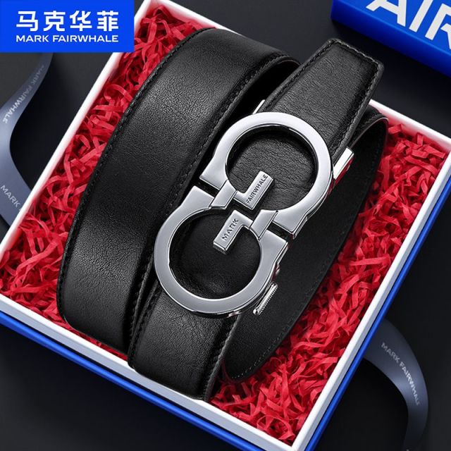 12538035.马克华菲 正品皮带男士真皮腰带新款自动扣牛皮年轻人裤带礼盒装